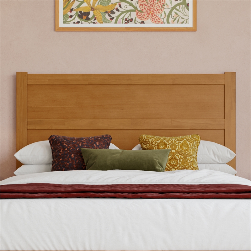 Pemberly Row Full Platform Bed with Footboard and Twin Trundle in Light Toffee