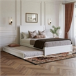 Pemberly Row Queen Platform Bed with Footboard and Twin XL Trundle in White