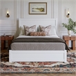 Pemberly Row Queen Platform Bed with Footboard and Twin XL Trundle in White