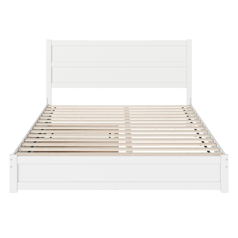 Pemberly Row King Platform Bed with Footboard and Twin XL Trundle in White