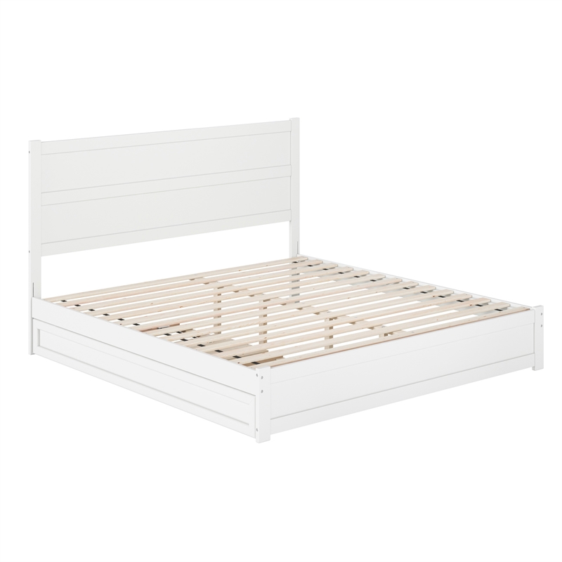 Pemberly Row King Platform Bed with Footboard and Twin XL Trundle in White