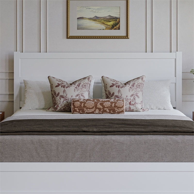 Pemberly Row King Platform Bed with Footboard and Twin XL Trundle in White