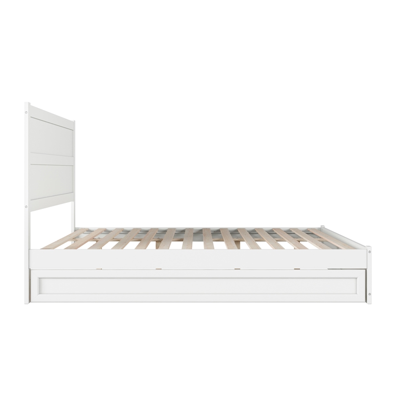 Pemberly Row King Platform Bed with Footboard and Twin XL Trundle in White