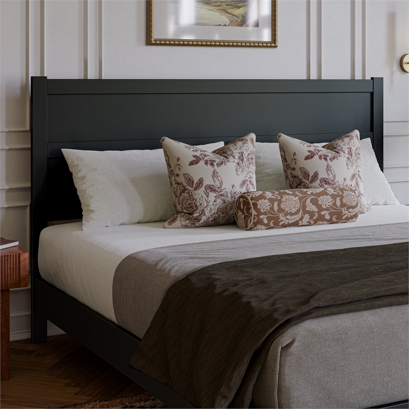 Pemberly Row King Platform Bed with Footboard and Twin XL Trundle in Black