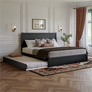 Pemberly Row King Platform Bed with Footboard and Twin XL Trundle in Black