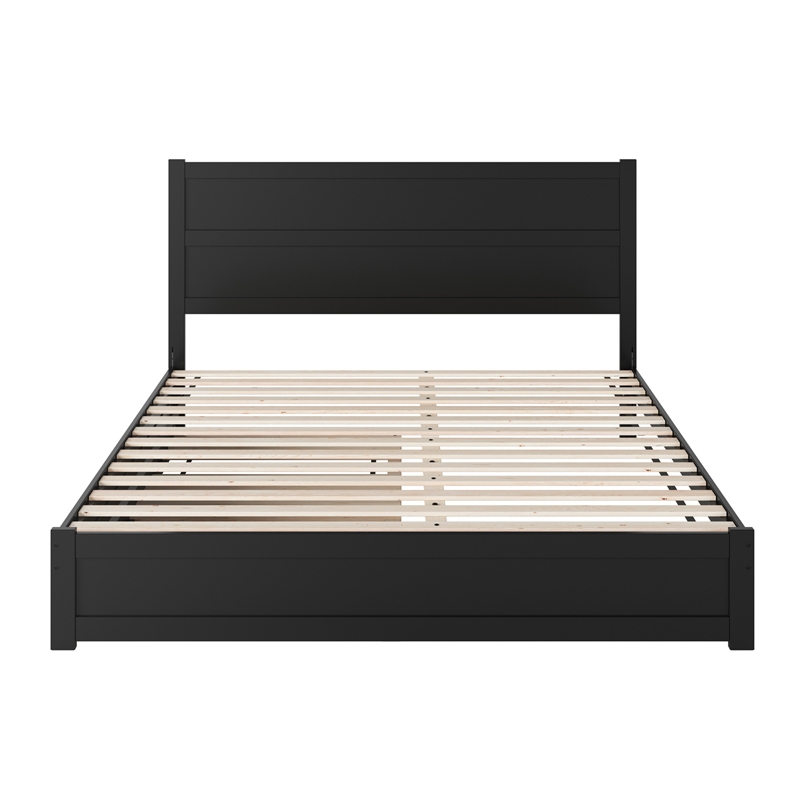 Pemberly Row King Platform Bed with Footboard and Twin XL Trundle in Black
