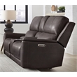 Pemberly Row Brown Zero Gravity Power Reclining Console Loveseat