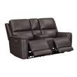 Pemberly Row Brown Zero Gravity Power Reclining Console Loveseat