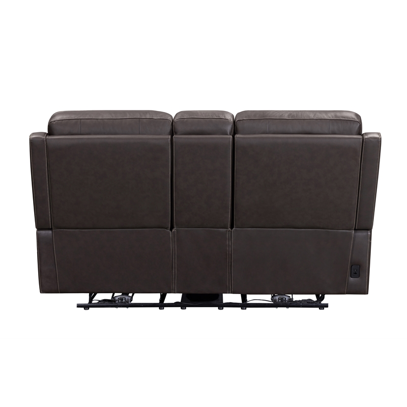 Pemberly Row Brown Zero Gravity Power Reclining Console Loveseat