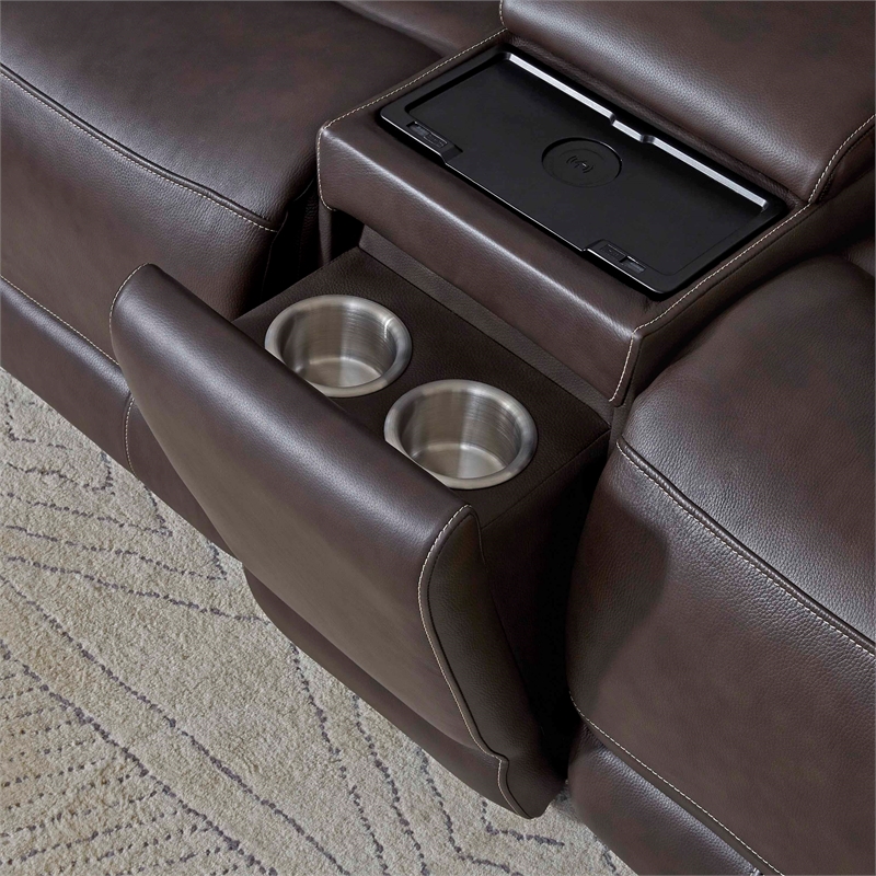 Pemberly Row Brown 6 Piece Zero Gravity Power Reclining Sectional