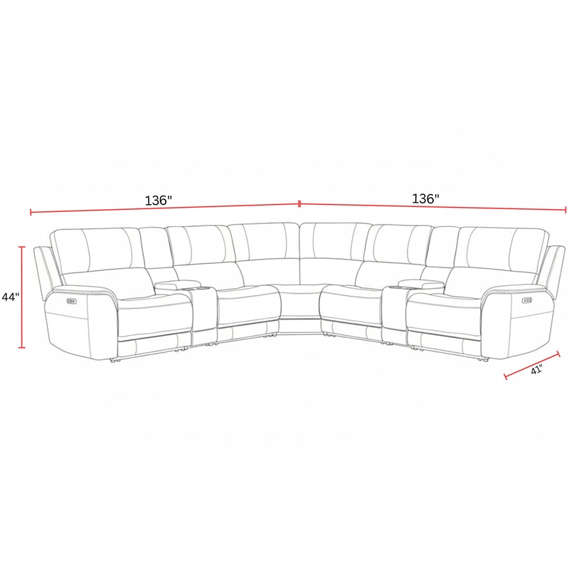 Pemberly Row Brown 7 Piece Zero Gravity Power Reclining Sectional