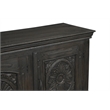Pemberly Row Black Solid Wood Carved Sideboard Cabinet with Floral Details