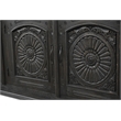 Pemberly Row Black Solid Wood Carved Sideboard Cabinet with Floral Details