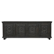Pemberly Row Black Solid Wood Carved Sideboard Cabinet with Floral Details