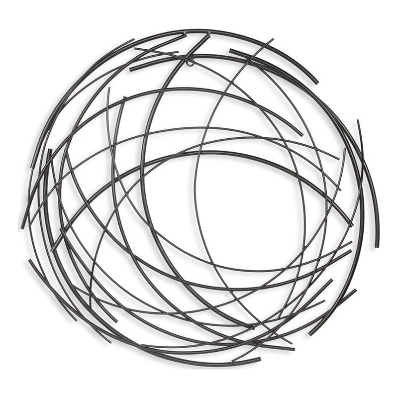 Pemberly Row Large Abstract Round Textured Metal Wall Art in Black