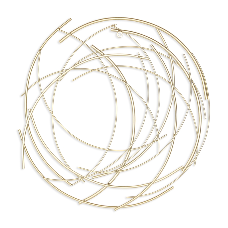 Pemberly Row Small Abstract Round Textured Metal Wall Art in Gold