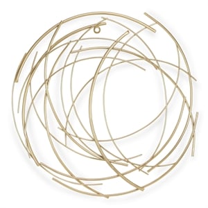 Pemberly Row Small Abstract Round Textured Metal Wall Art in Gold