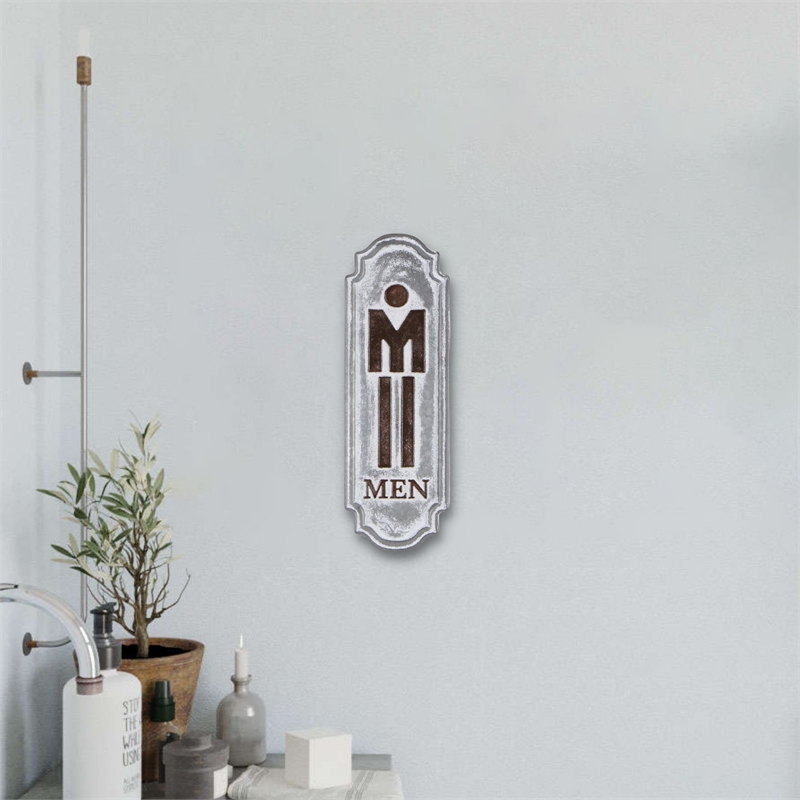 Pemberly Row Rustic Cast Iron Metal Mens Room Placard Wall Sign
