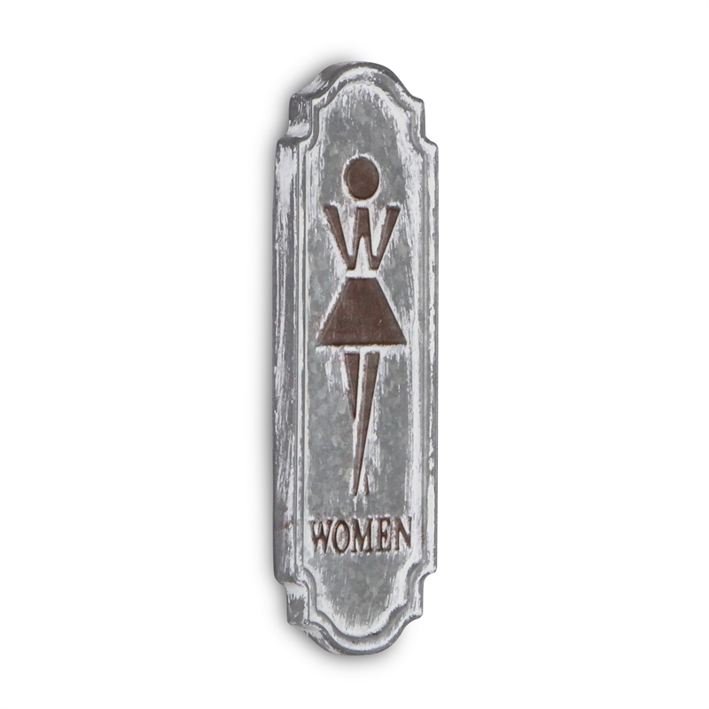 Pemberly Row Rustic Cast Iron Metal Womens Room Placard Wall Sign