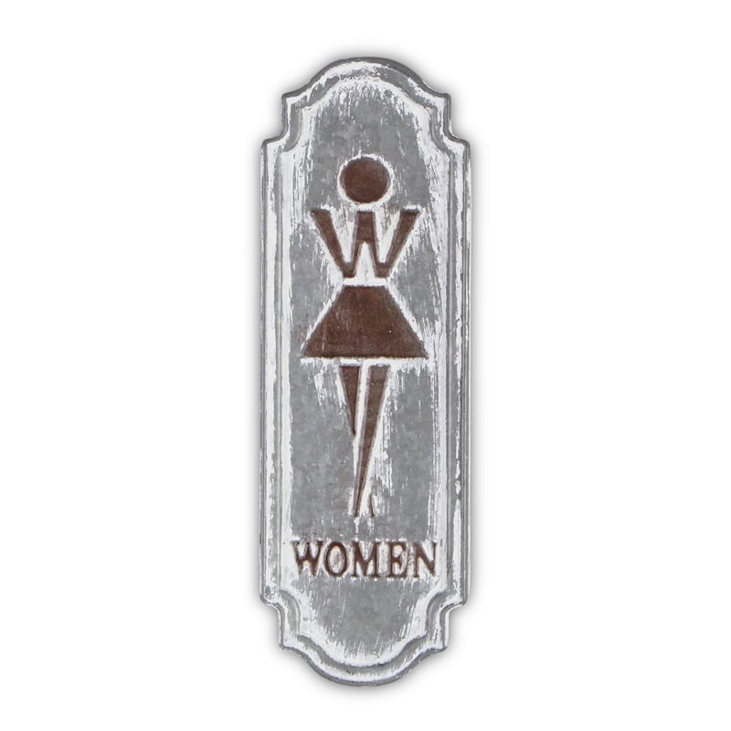 Pemberly Row Rustic Cast Iron Metal Womens Room Placard Wall Sign