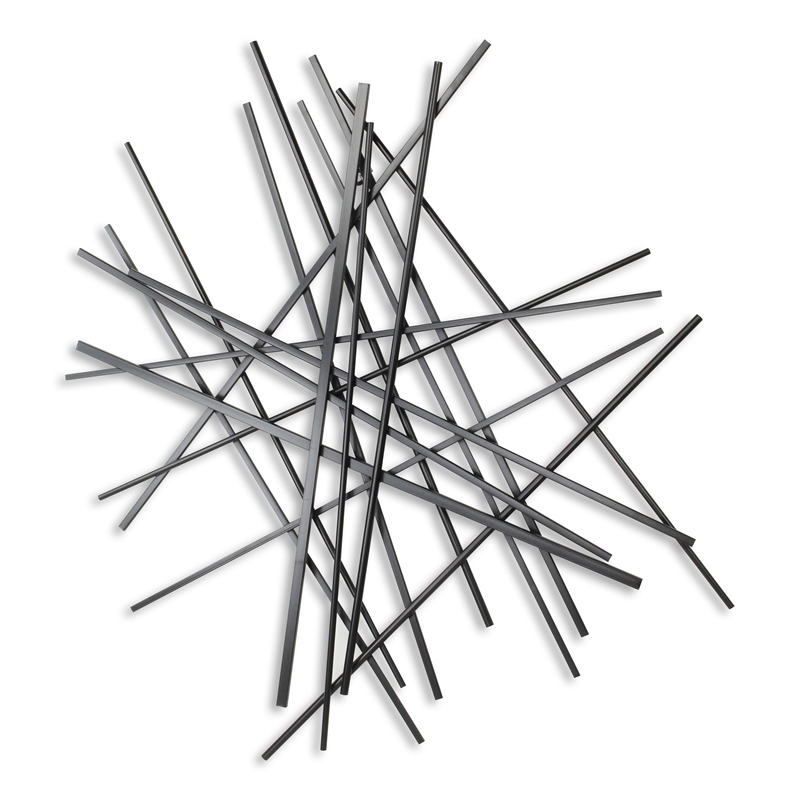 Pemberly Row Large Abstract Metal Wall Decor with Texture in Black