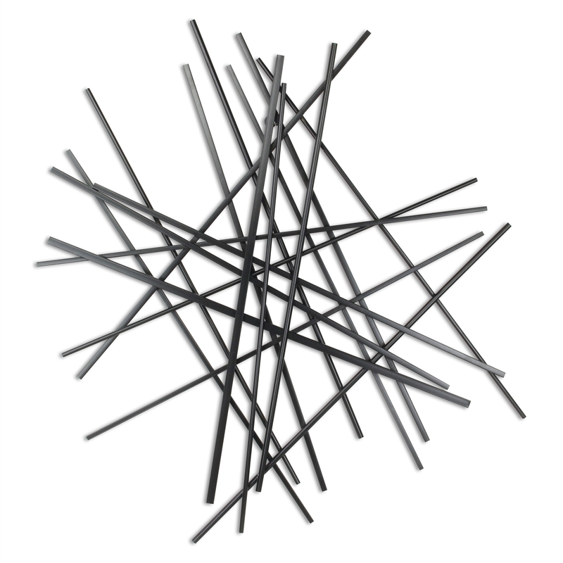 Pemberly Row Large Abstract Metal Wall Decor with Texture in Black