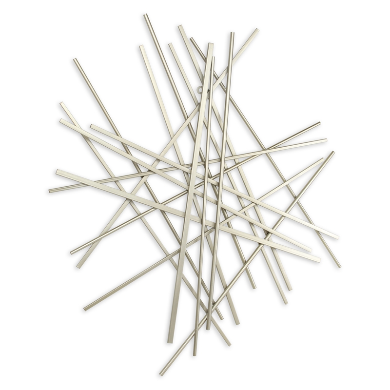 Pemberly Row Large Abstract Metal Wall Decor with Texture in Silver