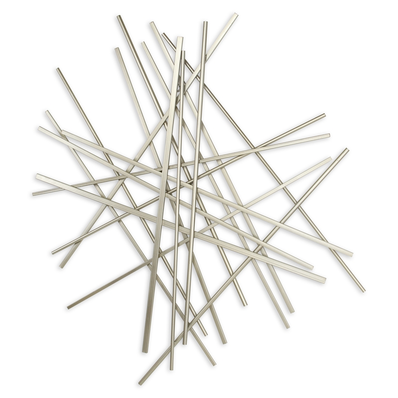 Pemberly Row Large Abstract Metal Wall Decor with Texture in Silver
