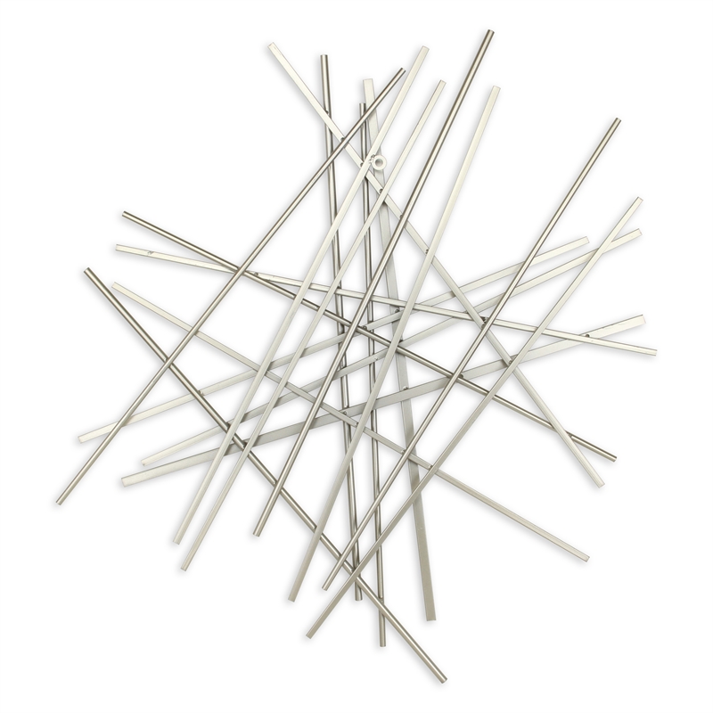 Pemberly Row Large Abstract Metal Wall Decor with Texture in Silver