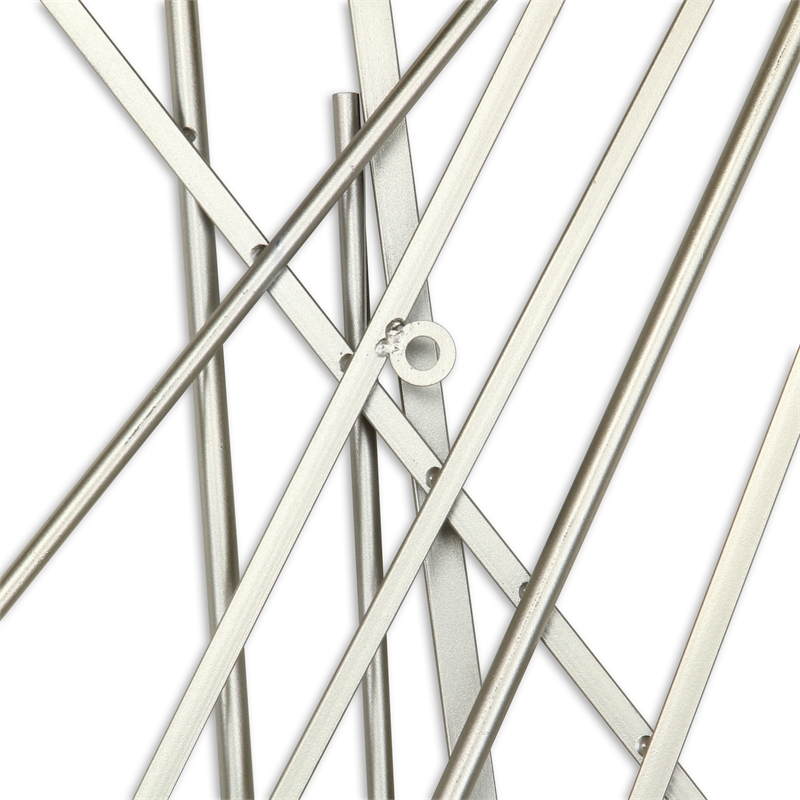 Pemberly Row Large Abstract Metal Wall Decor with Texture in Silver