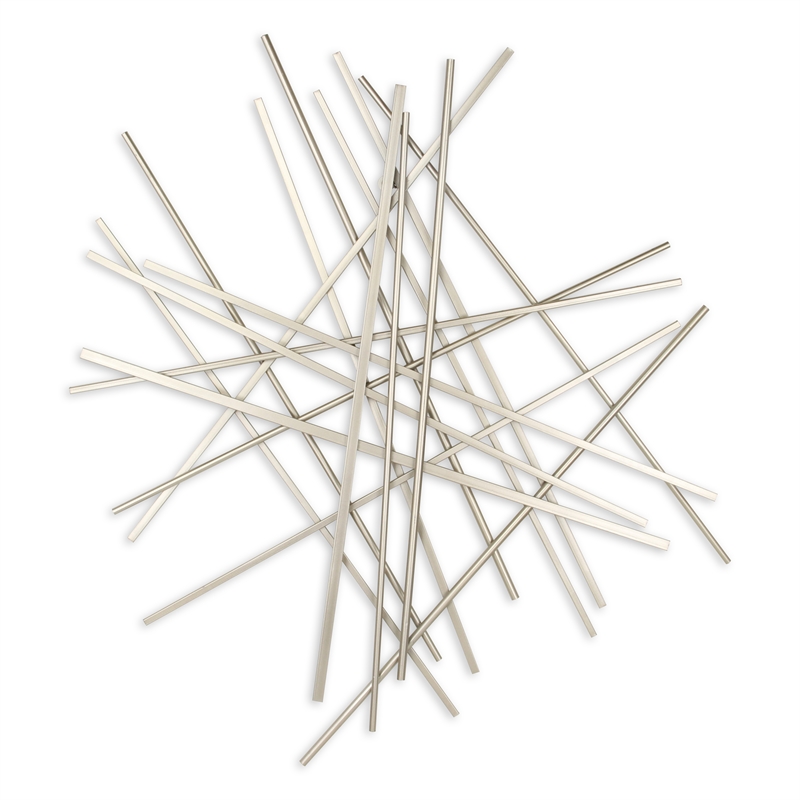 Pemberly Row Large Abstract Metal Wall Decor with Texture in Silver