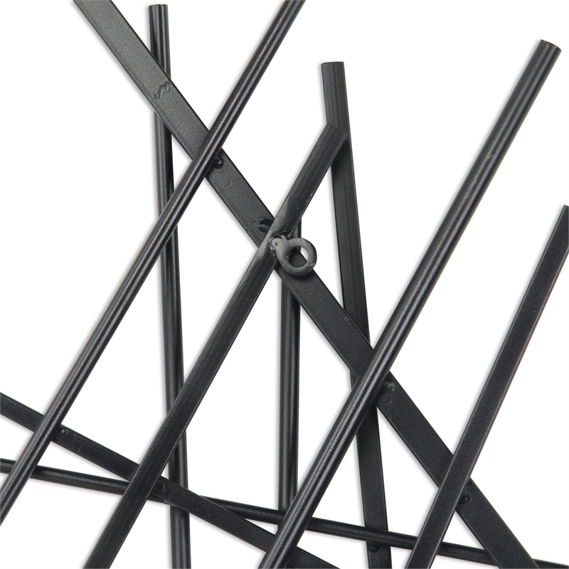 Pemberly Row Small Abstract Textured Metal Wall Decor in Black