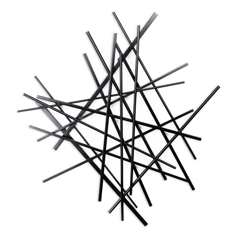 Pemberly Row Small Abstract Textured Metal Wall Decor in Black