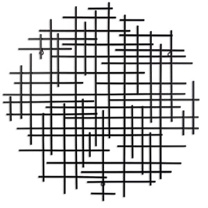 Pemberly Row Small Round Hammered Metal Wall Art Sculpture in Black