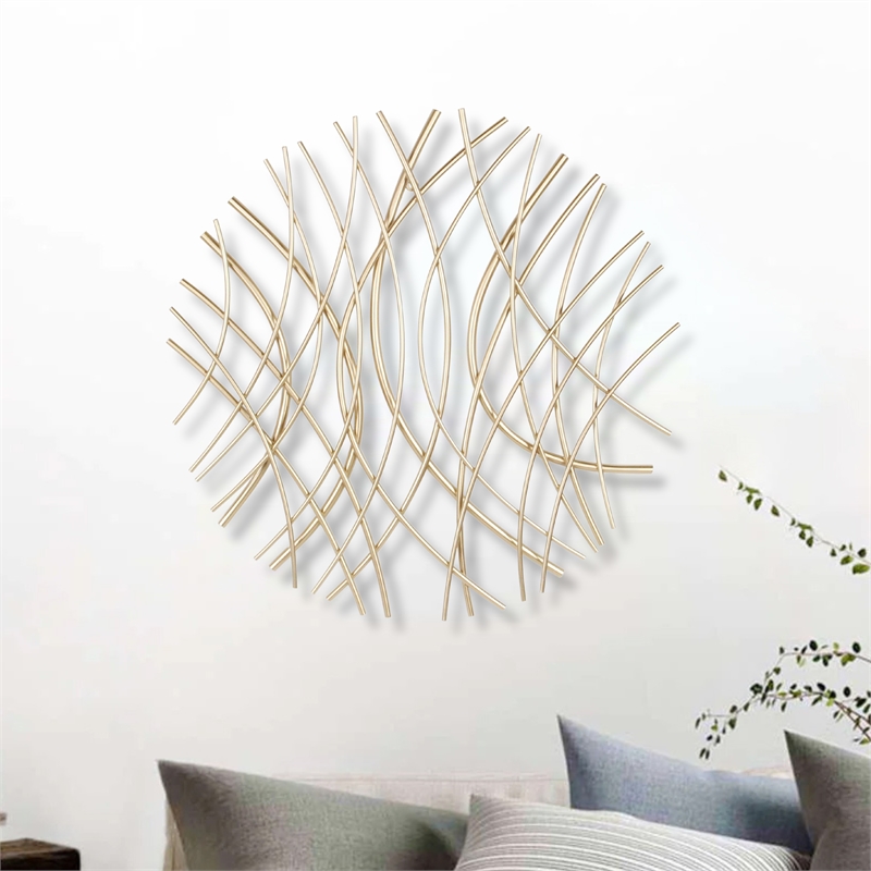 Pemberly Row Small Abstract Dimensional Metal Wall Decor in Gold