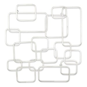 Pemberly Row Silver Curved Square Abstract Wall Decor in Metal