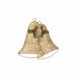 Pemberly Row Gold Metal Holiday Bell Wall Hanging with Ribbon