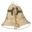 Pemberly Row Gold Metal Holiday Bell Wall Hanging with Ribbon