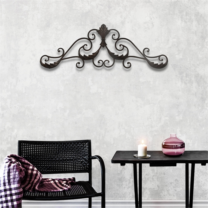 Pemberly Row Curved Rustic Metal Door Topper Wall Decorative Accent