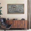 Pemberly Row Vintage Wood Framed Metal Motorcycle Wall Decor