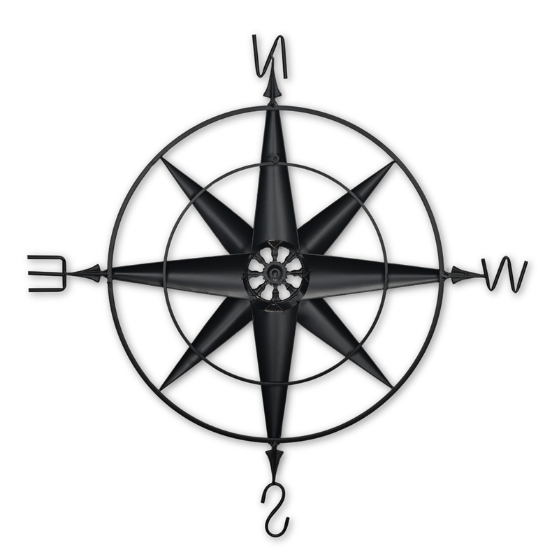 Pemberly Row Large Elegant Metal Wall Compass for Nautical Decor