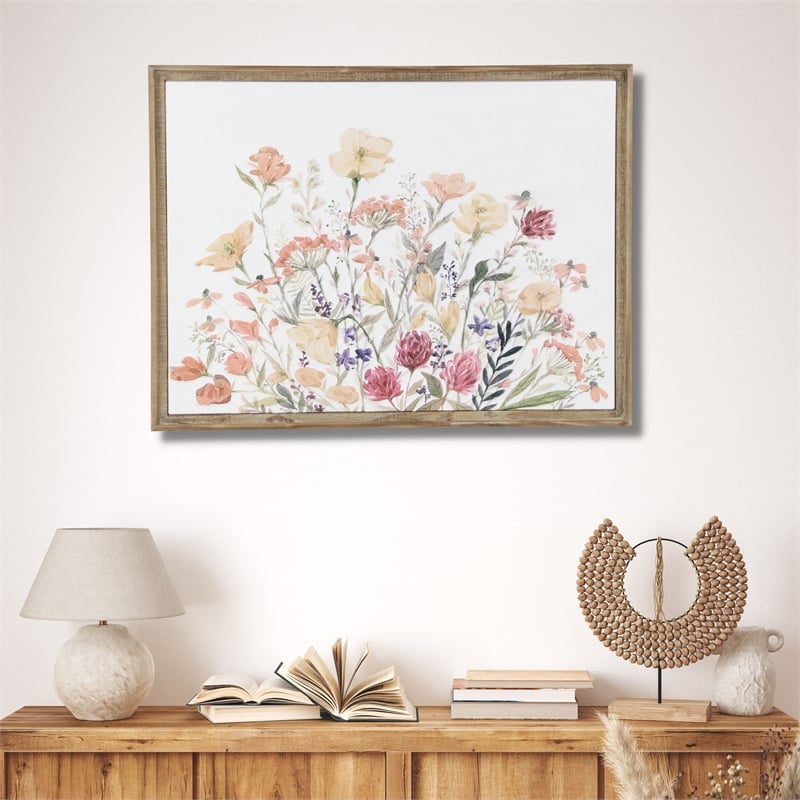 Pemberly Row Countryside Themed Wall Flower Decor Panel in Metal
