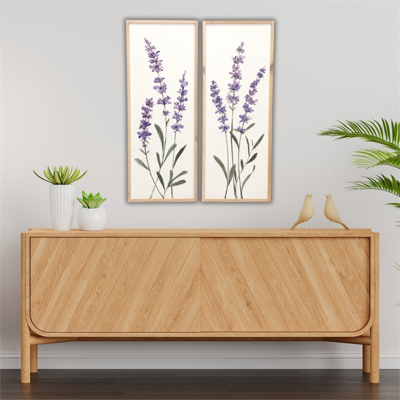 Pemberly Row Vertical Flowering Lavender Bouquet Wall Panel Right