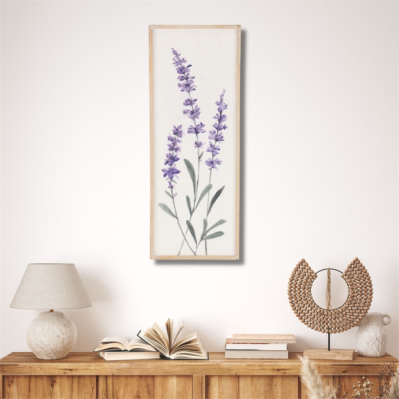 Pemberly Row Vertical Flowering Lavender Bouquet Wall Panel Left