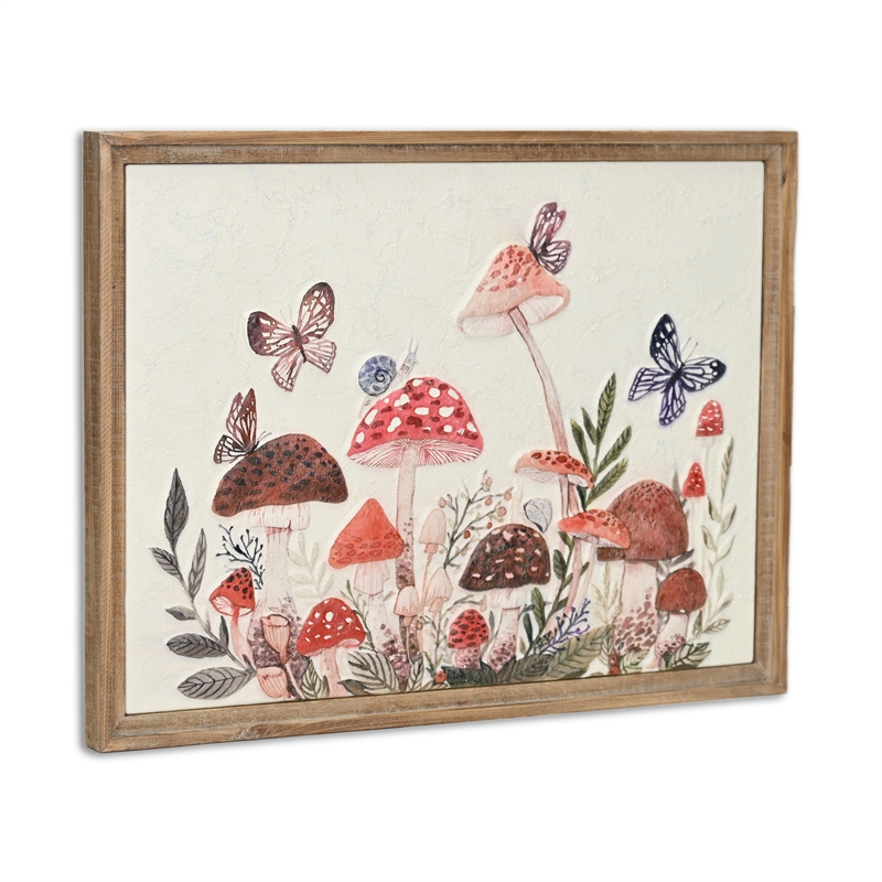 Pemberly Row Colorful Forest Mushroom Metal Wall Art for Nature Decor