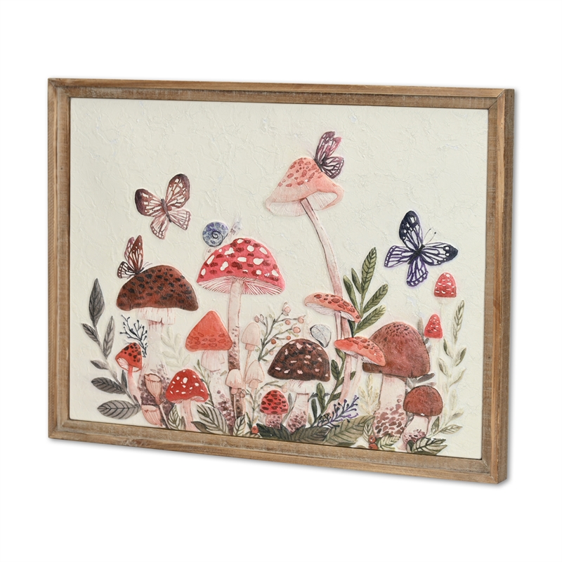 Pemberly Row Colorful Forest Mushroom Metal Wall Art for Nature Decor