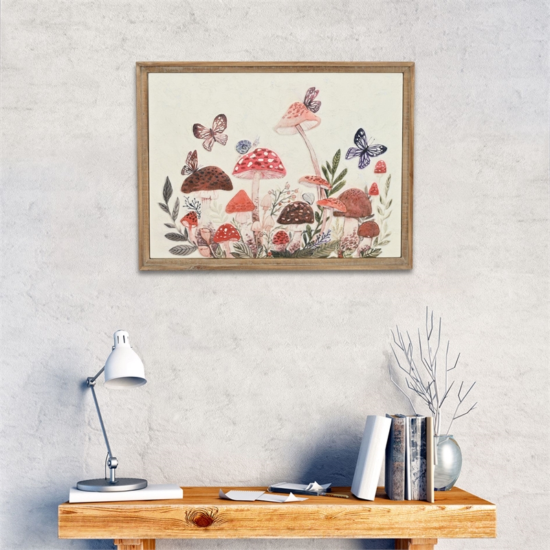 Pemberly Row Colorful Forest Mushroom Metal Wall Art for Nature Decor
