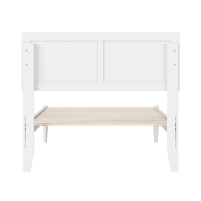 Pemberly Row Twin XL Solid Wood Platform Bed with Slats in White