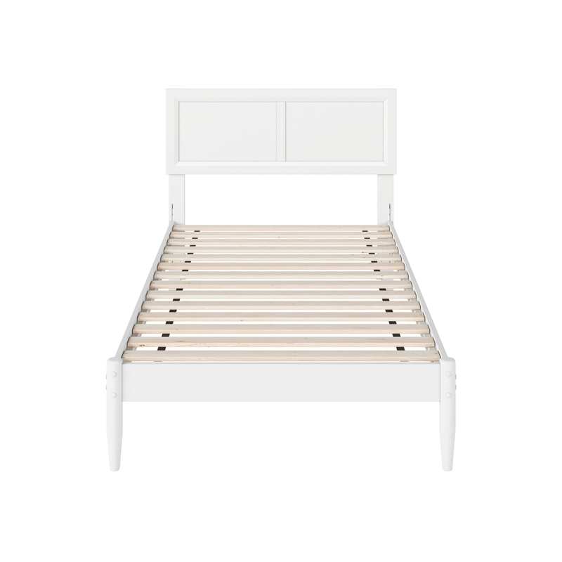 Pemberly Row Twin Solid Wood Platform Bed with Slat Support in White