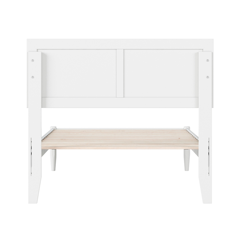 Pemberly Row Twin Solid Wood Platform Bed with Slat Support in White